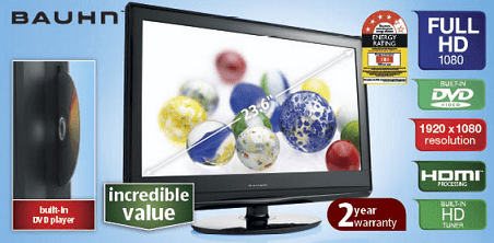 60cm (23.6") Full HD LCD TV with DVD Player