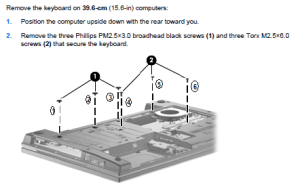 HP Compaq 620 Keyboard Removal