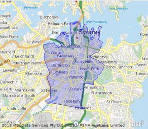 Map of Sydney Local Government Area LGA