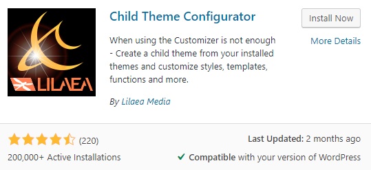 Child Theme Configurator by Lilea Media